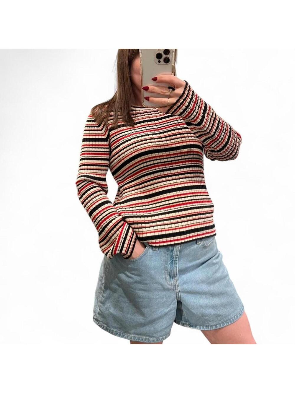 Vintage Pendleton striped rib knit sweater top